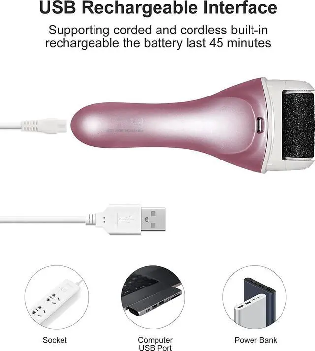 Alt view image 5 of 7 - Electric Feet Callus Removers Rechargeable,Portable Electronic Foot File Pedicure Tools, Electric Callus Remover Kit,Professional Pedi Feet Care Perfect for Dead,Hard Cracked Dry Skin