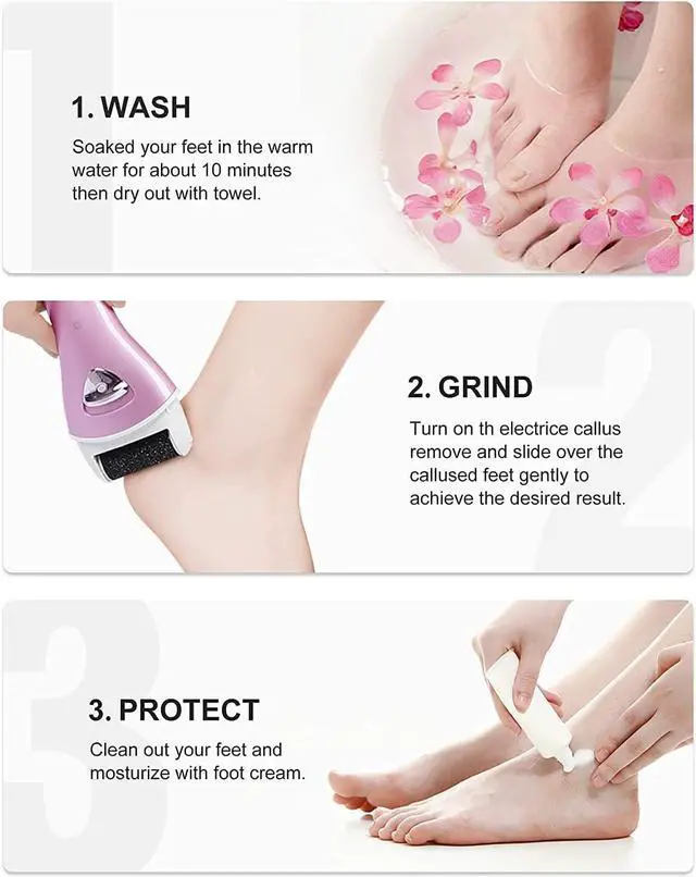 Alt view image 7 of 7 - Electric Feet Callus Removers Rechargeable,Portable Electronic Foot File Pedicure Tools, Electric Callus Remover Kit,Professional Pedi Feet Care Perfect for Dead,Hard Cracked Dry Skin
