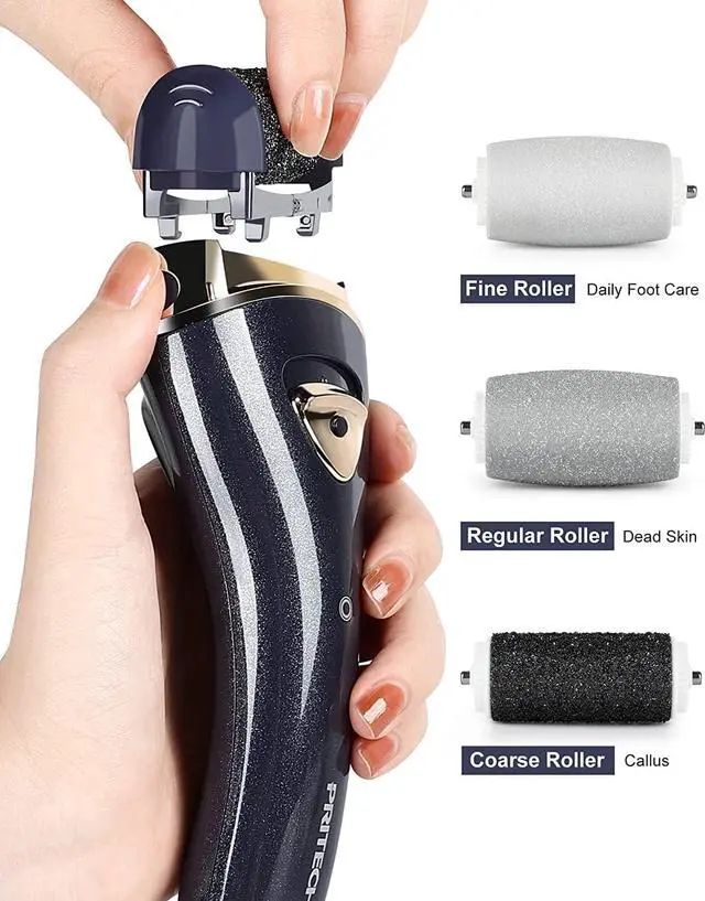 Alt view image 2 of 7 - Electric Feet Callus Removers Rechargeable, Portable Electronic Foot File Pedicure Tools, Electric Callus Remover Kit, Professional Pedi Feet Care for Dead, Hard Cracked Dry Skin Ideal Gift (Black)