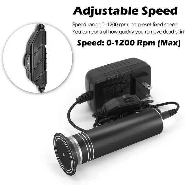 Alt view image 3 of 7 - Upgraded Electric Callus Remover for Feet 1200RPM, Adjustable Speed Professional Electric Foot Sander Foot Grinder Heel File Pedicure Tool for Women Men Cracked Dead Skin, 60 Sandpaper Discs, Black