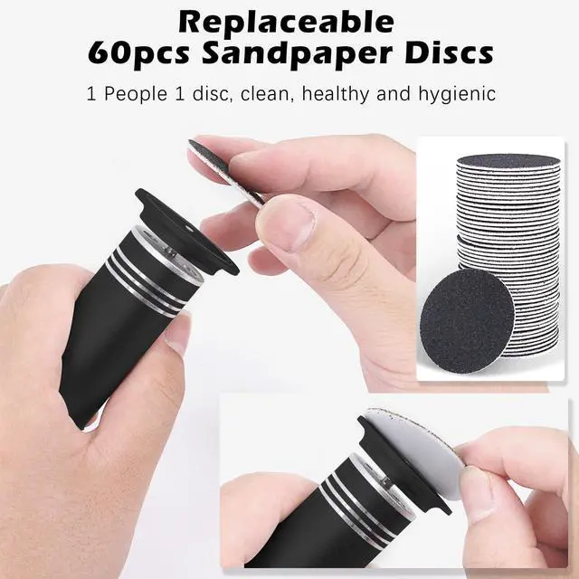 Alt view image 5 of 7 - Upgraded Electric Callus Remover for Feet 1200RPM, Adjustable Speed Professional Electric Foot Sander Foot Grinder Heel File Pedicure Tool for Women Men Cracked Dead Skin, 60 Sandpaper Discs, Black