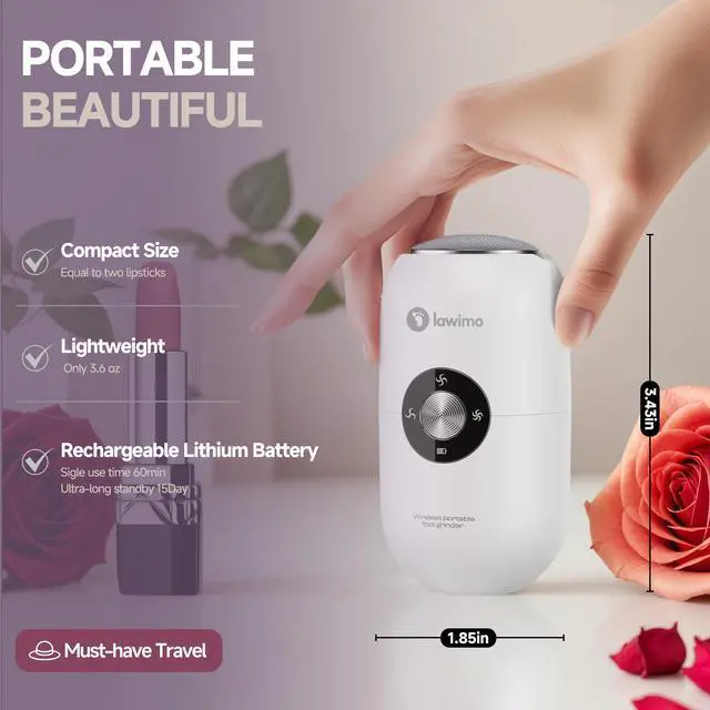 Alt view image 4 of 7 - Electric Foot Callus Remover for Women Men, Rechargeable Electric Foot File Pedicure Tool with Stainless Steel Heads, Portable Feet Grinder for Cracked Dry Heels Dead Skin Calluses