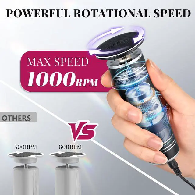 Alt view image 2 of 7 - 1000RPM Electric Callus Remover - Professional Aluminum Foot File Adjustable Pedicure Tool with 60pcs Sandpaper Discs for Dead Skin at Home