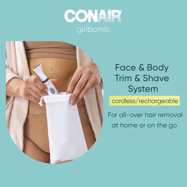 Alt view image 6 of 6 - GIRLBOMB All-in-One Face/Body Trimmer and Shaver Set for Women, Wet/Dry, Rechargeable