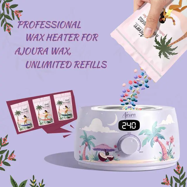 Alt view image 5 of 7 - Professional Wax Warmer Machine, 16oz Capacity Wax Heater Hair Removal Kit with Digital Temp Control & Fast Heat, Includes 30 Sticks for Face, Legs, Bikini, Brazilian and Body (Light Purple)