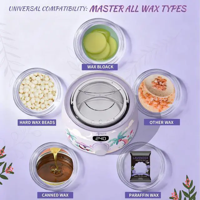 Alt view image 6 of 7 - Professional Wax Warmer Machine, 16oz Capacity Wax Heater Hair Removal Kit with Digital Temp Control & Fast Heat, Includes 30 Sticks for Face, Legs, Bikini, Brazilian and Body (Light Purple)