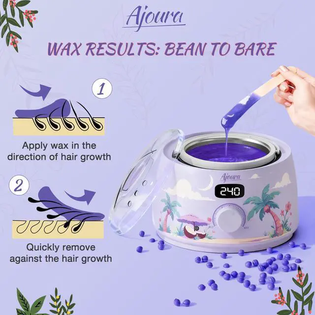 Alt view image 7 of 7 - Professional Wax Warmer Machine, 16oz Capacity Wax Heater Hair Removal Kit with Digital Temp Control & Fast Heat, Includes 30 Sticks for Face, Legs, Bikini, Brazilian and Body (Light Purple)