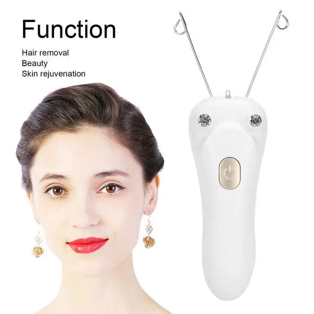 Alt view image 2 of 7 - Facial Threading Hair Removal, USB Rechargeable Electric Women Cordless Facial Threading Epilator Ladies Beauty Epilator Trimmer Cotton Threading Tool for Body Facial Pull(Gold)