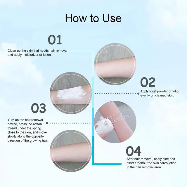 Alt view image 6 of 7 - Facial Threading Hair Removal, USB Rechargeable Electric Women Cordless Facial Threading Epilator Ladies Beauty Epilator Trimmer Cotton Threading Tool for Body Facial Pull(Gold)