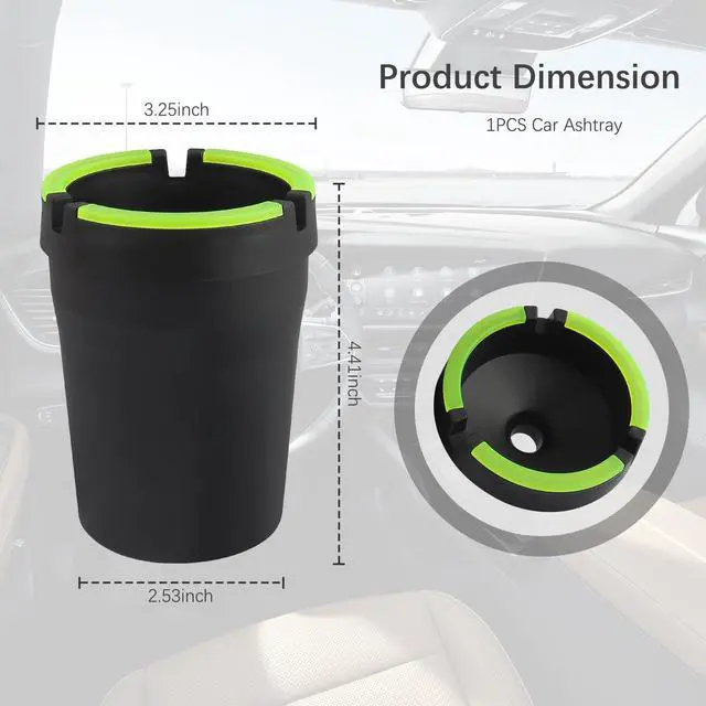 Alt view image 2 of 7 - Smokeless Ashtray,Portable Car Ashtrays for Cup Holder Smell Proof,Multifunctional Ashtray with Lid Smell Proof for Ccar Truck SUV Keep Car Interior Accessories Tidy (Black)