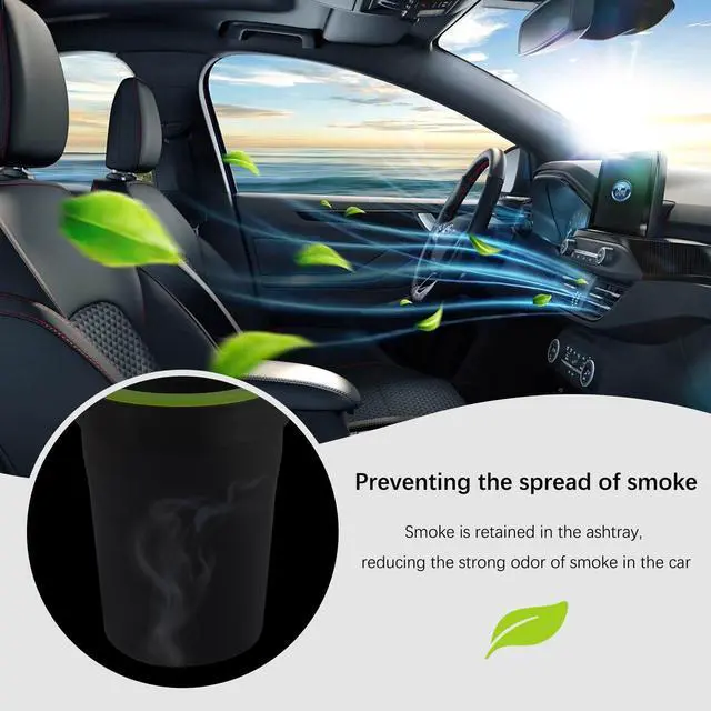 Alt view image 6 of 7 - Smokeless Ashtray,Portable Car Ashtrays for Cup Holder Smell Proof,Multifunctional Ashtray with Lid Smell Proof for Ccar Truck SUV Keep Car Interior Accessories Tidy (Black)