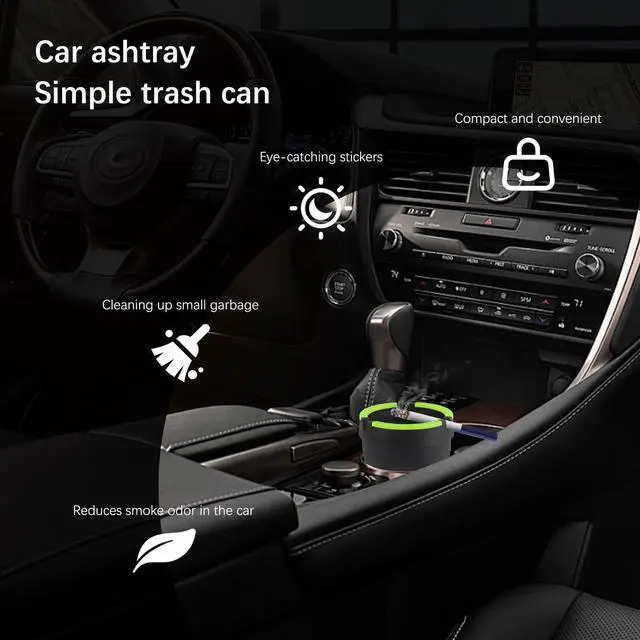 Alt view image 5 of 7 - Smokeless Ashtray,Portable Car Ashtrays for Cup Holder Smell Proof,Multifunctional Ashtray with Lid Smell Proof for Ccar Truck SUV Keep Car Interior Accessories Tidy (Black)