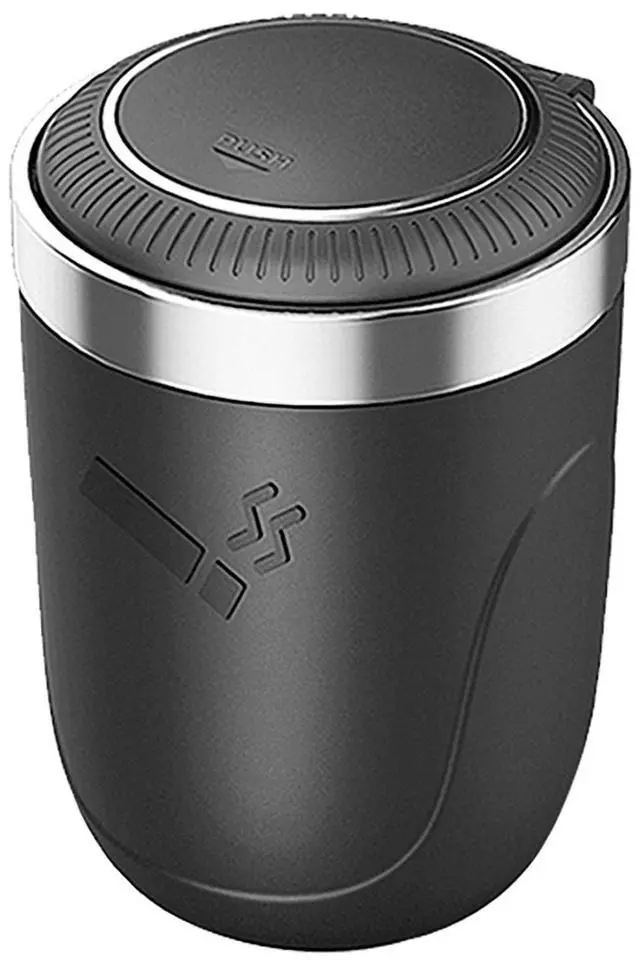 Main image of ,Car Ashtray with Lid Smell Proof, Car Cigarette Ashtray with Lid and Light ,Stainless Metal Material, Easy To Clean, 1pcs Black Ashtray + 1pcs Cleaning Brush