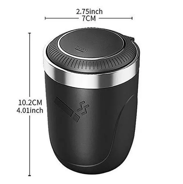 Alt view image 3 of 7 - ,Car Ashtray with Lid Smell Proof, Car Cigarette Ashtray with Lid and Light ,Stainless Metal Material, Easy To Clean, 1pcs Black Ashtray + 1pcs Cleaning Brush