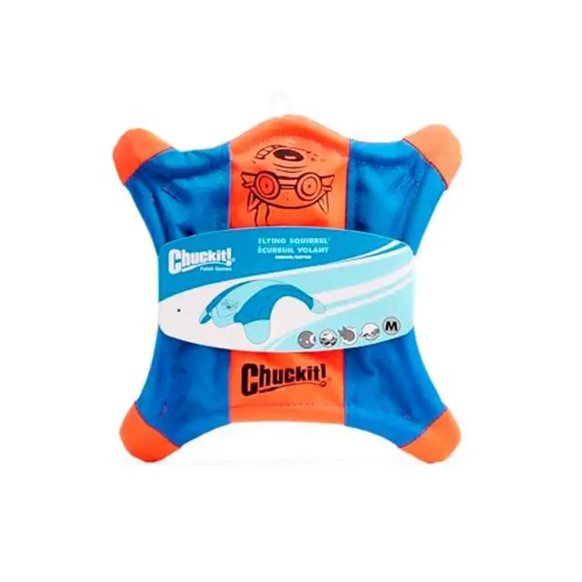 Alt view image 2 of 6 - Flying Squirrel Fetch Dog Toy - Water Floating Flyer - Soft and Durable Polyester Canvas Construction - For Medium Dogs - Size Medium - 9.5-inch Diameter - Pack of 1 - Orange and Blue