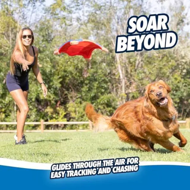 Alt view image 3 of 6 - Flying Squirrel Fetch Dog Toy - Water Floating Flyer - Soft and Durable Polyester Canvas Construction - For Medium Dogs - Size Medium - 9.5-inch Diameter - Pack of 1 - Orange and Blue