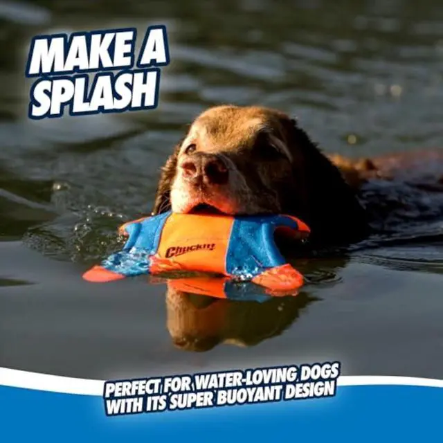 Alt view image 5 of 6 - Flying Squirrel Fetch Dog Toy - Water Floating Flyer - Soft and Durable Polyester Canvas Construction - For Medium Dogs - Size Medium - 9.5-inch Diameter - Pack of 1 - Orange and Blue
