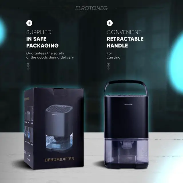 Alt view image 6 of 7 - Dehumidifier ELROTONEG, 35 OZ Water Tank (300 sq. ft), Small Dehumidifier for Basement with Auto-Off, Sleep Mode and LED Lighting (Black)