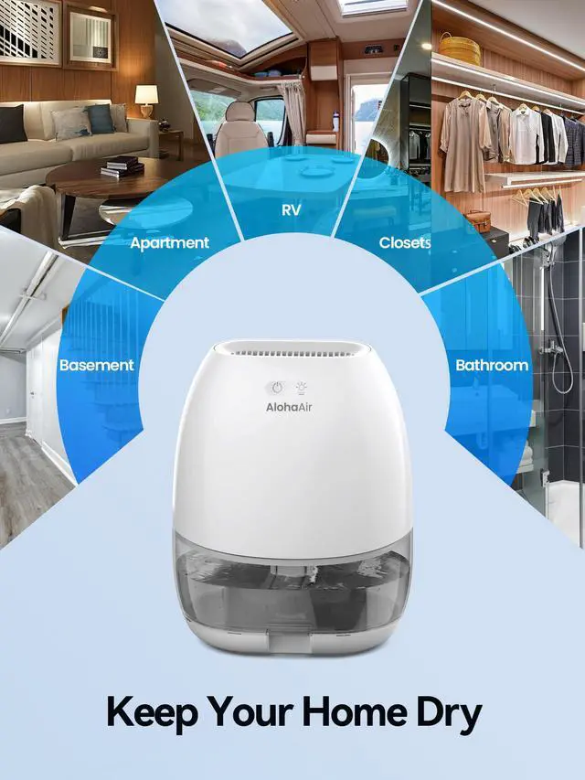 Alt view image 6 of 7 - Dehumidifier, 34 OZ Small Dehumidifiers for Home and Room, Quiet with 7 Colors Night Light, Auto Shut Off, Dehumidifiers for Bedroom, Bathroom, RV, and Closet