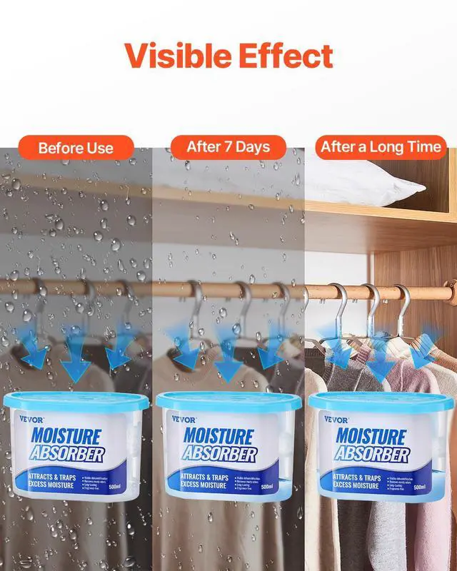 Alt view image 3 of 7 - Moisture Absorber Boxes, 10.8 oz Humidity Absorber Boxes(6 Packs), Fragrance Free Dehumidifier Attracts Extra Moisture from Your Bathroom, Closet, and Kitchen