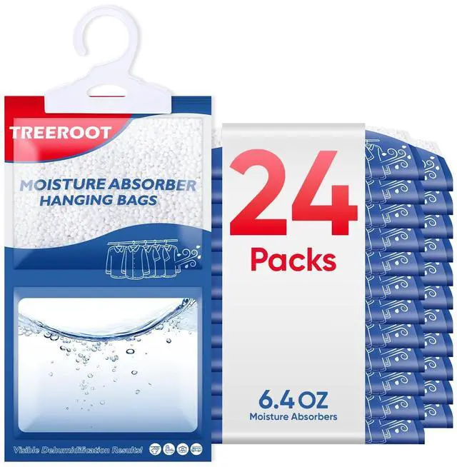 Main image of 24 Pack Moisture Absorbers for Closet, 6.4OZ Hanging Closet Dehumidifier Bags, Hanging Humidity Absorber in Wardrobes, Kitchens and Bathrooms