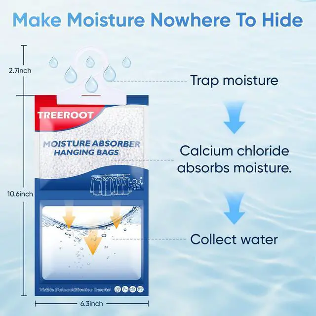 Alt view image 4 of 7 - 24 Pack Moisture Absorbers for Closet, 6.4OZ Hanging Closet Dehumidifier Bags, Hanging Humidity Absorber in Wardrobes, Kitchens and Bathrooms