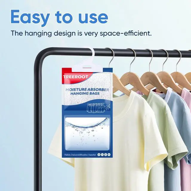 Alt view image 5 of 7 - 24 Pack Moisture Absorbers for Closet, 6.4OZ Hanging Closet Dehumidifier Bags, Hanging Humidity Absorber in Wardrobes, Kitchens and Bathrooms