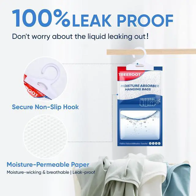 Alt view image 6 of 7 - 24 Pack Moisture Absorbers for Closet, 6.4OZ Hanging Closet Dehumidifier Bags, Hanging Humidity Absorber in Wardrobes, Kitchens and Bathrooms