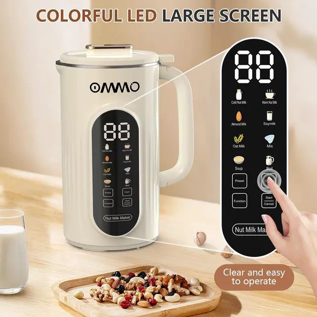 Alt view image 3 of 7 - 10 in 1 Nut Milk Maker Blender, 35oz Soy Milk Maker with Large Screen/10 Blades for Hot/Cold Almond Oat Soybean Milk Maker, 12 Hours Timer/Self-Cleaning, Includes Recipe Book-Accessories