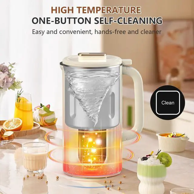 Alt view image 6 of 7 - 10 in 1 Nut Milk Maker Blender, 35oz Soy Milk Maker with Large Screen/10 Blades for Hot/Cold Almond Oat Soybean Milk Maker, 12 Hours Timer/Self-Cleaning, Includes Recipe Book-Accessories