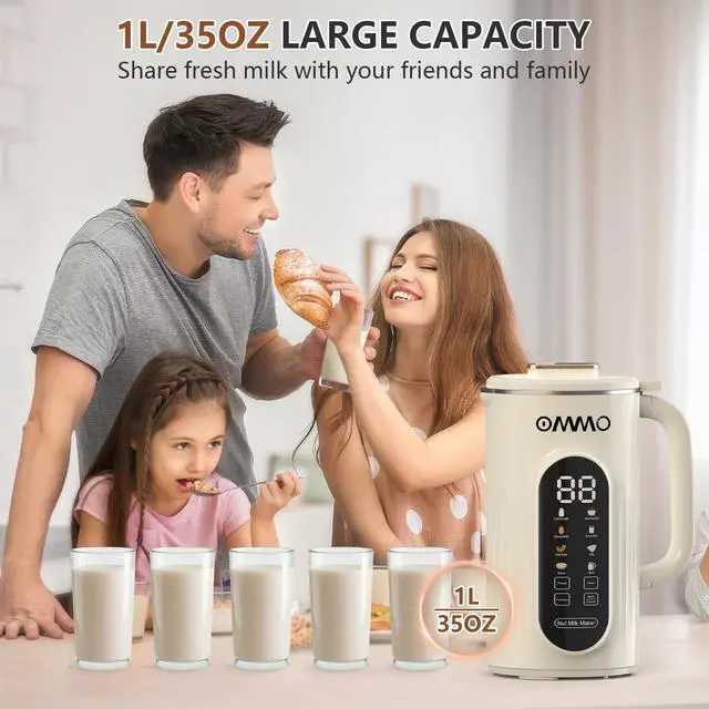 Alt view image 7 of 7 - 10 in 1 Nut Milk Maker Blender, 35oz Soy Milk Maker with Large Screen/10 Blades for Hot/Cold Almond Oat Soybean Milk Maker, 12 Hours Timer/Self-Cleaning, Includes Recipe Book-Accessories