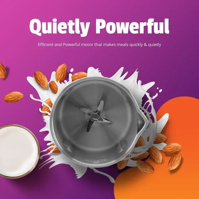 Alt view image 6 of 6 - Nut Milk Maker Machine - Convenient Nut Milk Machine for Homemade Plant-Based and Dairy-Free Beverages | Nut and Soy Milk Maker with Stainless Steel Blades Produces Up To 5.5 Cups (Purple)