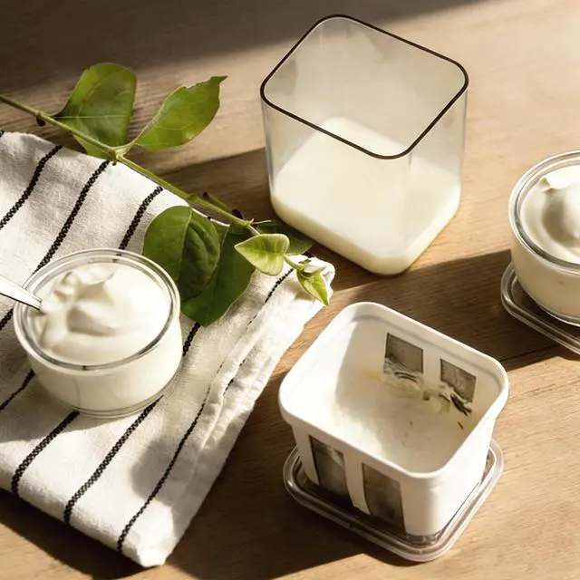 Alt view image 6 of 6 - Greek Yogurt Strainer with Lid, 1100ml Large Capacity Yogurt Maker Filter with Fine Mesh Bag, Whey Separator Kitchen Tool for Thick Yogurt Soybean Milk Kefir Cheese Soup Fruit Juice Coffee