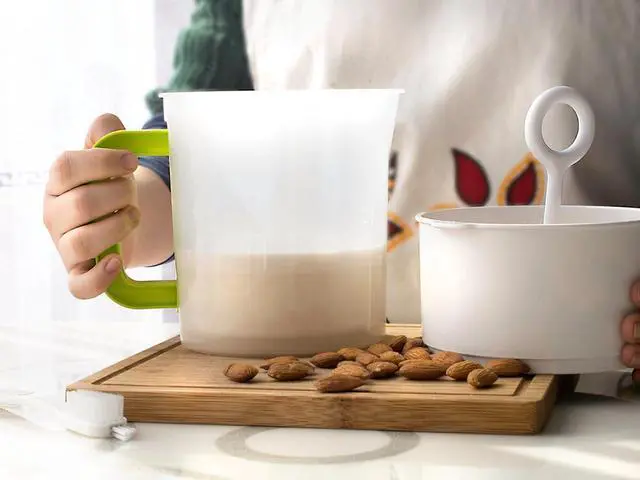 Alt view image 4 of 7 - Nut Milk & Greek Yogurt Maker - Reusable & Durable Nut Milk Bag Alternative - Fine Mesh Stainless Steel - Soy/Oat/Almond Milk - All Purpose Food Strainer - (1 Quart Yogurt, 1.5 Quart Nut Milk) (A)