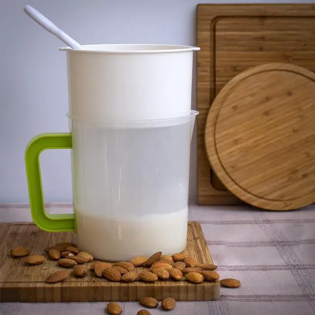 Alt view image 5 of 7 - Nut Milk & Greek Yogurt Maker - Reusable & Durable Nut Milk Bag Alternative - Fine Mesh Stainless Steel - Soy/Oat/Almond Milk - All Purpose Food Strainer - (1 Quart Yogurt, 1.5 Quart Nut Milk) (A)