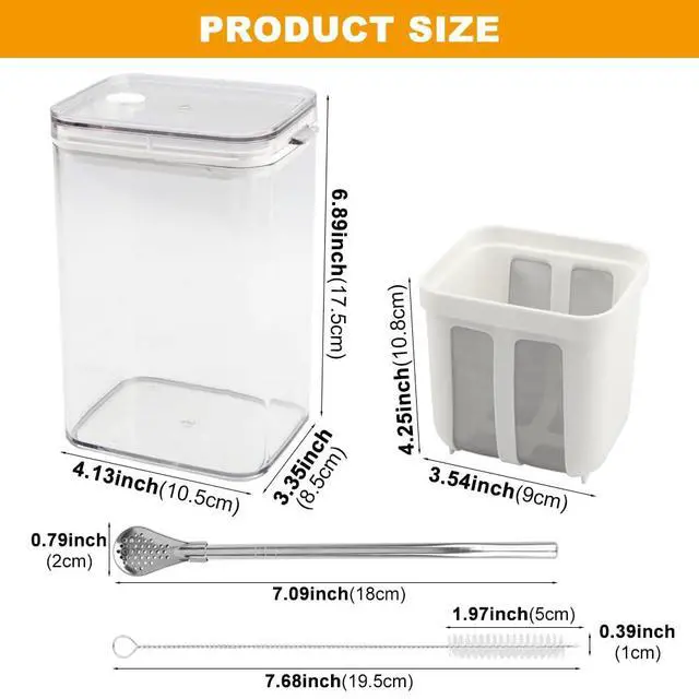 Alt view image 2 of 7 - Greek Yogurt Strainer,1100ml Yogurt Strainer Separator,Yoghurt Maker with Fine Mesh Bag & Lid for Thick Greek Yogurt, Soybean Milk,Berries,Soup,Fruit Juice,Coffee(White,Size:10.8 * 9 * 17.6cm)