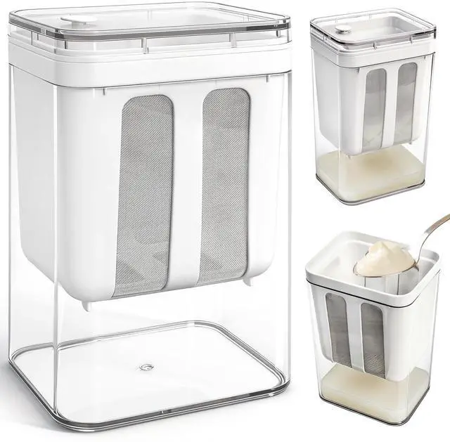 Main image of Yogurt Strainer, 1800Ml/1.9 Quarts Yogurt Separator Hung Curd Maker with Fine Mesh Bag & Lid, BPA Free Yogurt Maker for Whey Separation, Soybean Milk Fruit Juice Coffee Soup