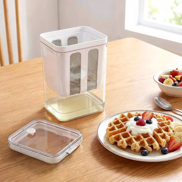 Alt view image 2 of 7 - Yogurt Strainer, 1800Ml/1.9 Quarts Yogurt Separator Hung Curd Maker with Fine Mesh Bag & Lid, BPA Free Yogurt Maker for Whey Separation, Soybean Milk Fruit Juice Coffee Soup