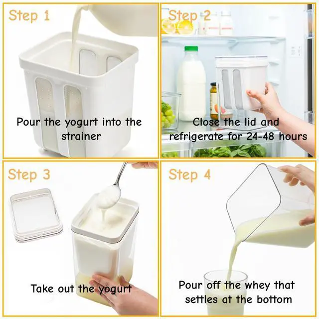 Alt view image 5 of 7 - Yogurt Strainer, 1800Ml/1.9 Quarts Yogurt Separator Hung Curd Maker with Fine Mesh Bag & Lid, BPA Free Yogurt Maker for Whey Separation, Soybean Milk Fruit Juice Coffee Soup
