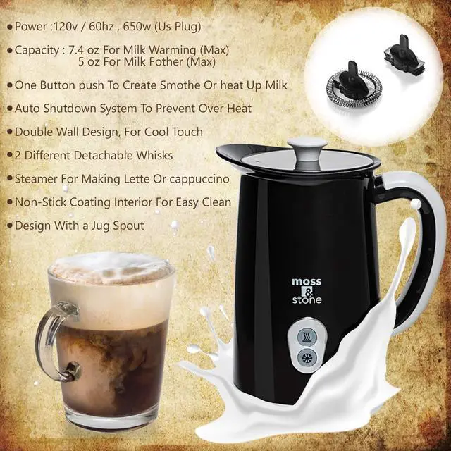 Alt view image 4 of 7 - Electric Milk Frother For Making Latte, Cappuccino, Hot Chocolate, Automatic Cold Hot Milk Frother & Warmer, Foam Maker, Auto Shut-Off, Detachable Base & Non-Stick Interior.