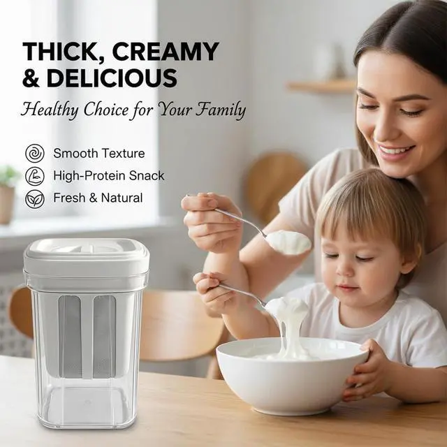 Alt view image 3 of 7 - Yogurt Strainer,1100ML Capacity Multi Yoghurt Maker Strainer,with 3pcs Fine Mesh Bag,1pc Yogurt Spoon,for Making Thick Greek-Yogurts,Soybean Milk,Berries,Soup,Fruit Juice,Coffee,Easy to Use