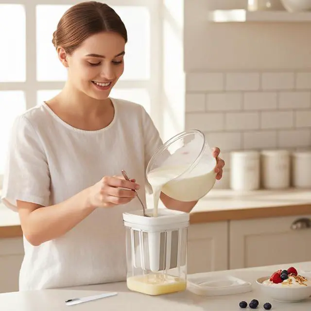 Alt view image 2 of 7 - Yogurt Strainer,1100ML Capacity Multi Yoghurt Maker Strainer,with 3pcs Fine Mesh Bag,1pc Yogurt Spoon,for Making Thick Greek-Yogurts,Soybean Milk,Berries,Soup,Fruit Juice,Coffee,Easy to Use