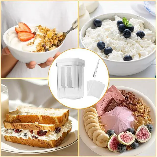 Alt view image 7 of 7 - Yogurt Strainer,1100ML Capacity Multi Yoghurt Maker Strainer,with 3pcs Fine Mesh Bag,1pc Yogurt Spoon,for Making Thick Greek-Yogurts,Soybean Milk,Berries,Soup,Fruit Juice,Coffee,Easy to Use