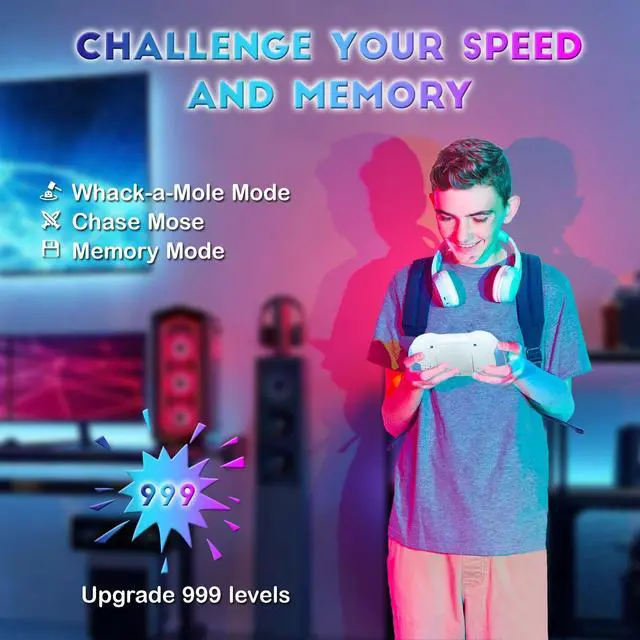 Alt view image 3 of 7 - Fast Push Fidget Toys Handle, Flashing Handheld Game for Kids Teens Adults, Electronic Brain & Memory Game, Quick Push Buttons Gamepad, Xmas Birthday Gifts STEM Toys for Boys Girls