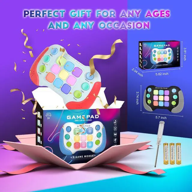 Alt view image 7 of 7 - Fast Push Fidget Toys Handle, Flashing Handheld Game for Kids Teens Adults, Electronic Brain & Memory Game, Quick Push Buttons Gamepad, Xmas Birthday Gifts STEM Toys for Boys Girls