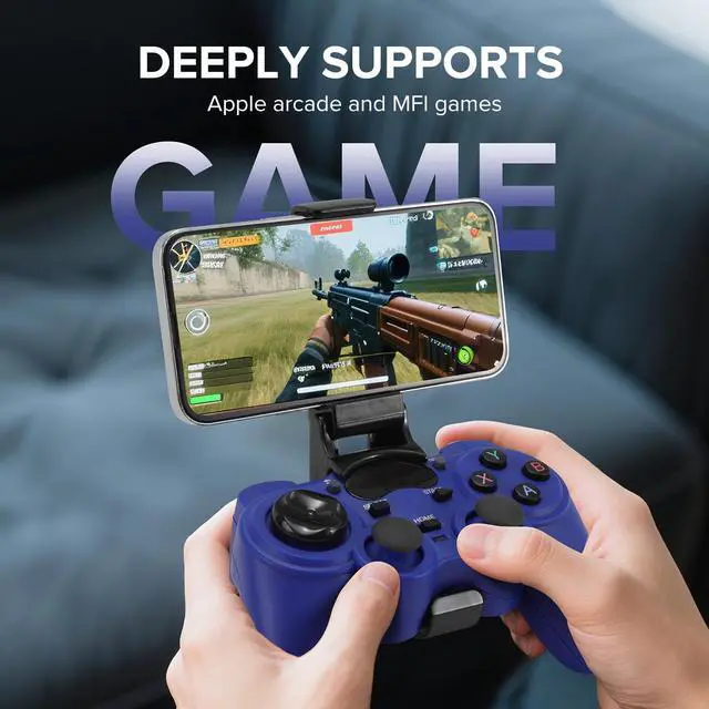 Alt view image 5 of 7 - Wireless Gamepad for PC Laptop Android Steam Blue USB & Bluetooth Game Controller with Phone Mount Compatible with Windows 7/10 Steam Deck Switch via Adapter Android TV Box & OTG