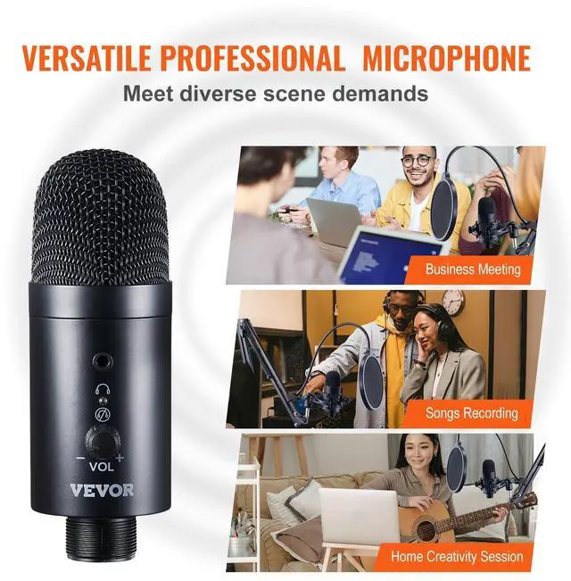 Alt view image 6 of 7 - USB Microphone, 192kHz/24-bit, Professional Condenser Microphone Kit, with Boom Arm Stand Pop Filter Shock Mount Mute Button Headphones Jack, for Podcast Recording Video Gaming Singing Streaming