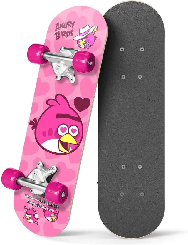 Main image of Kids Beginner Micro Skateboard Angry Birds - Learn Skateboarding in Style - Mini Wooden Cruiser Board Cool Graphics for Boys & Girls 3-5 Years - 17 Deck, 54mm Wheels, Lightweight - Safe & Durable