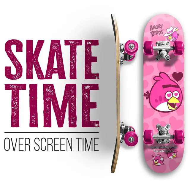 Alt view image 5 of 5 - Kids Beginner Micro Skateboard Angry Birds - Learn Skateboarding in Style - Mini Wooden Cruiser Board Cool Graphics for Boys & Girls 3-5 Years - 17 Deck, 54mm Wheels, Lightweight - Safe & Durable