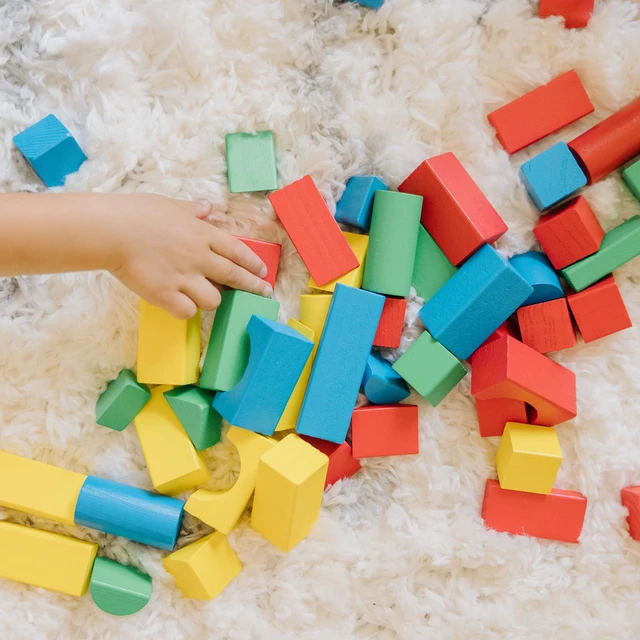 Alt view image 2 of 7 - Wooden Building Blocks, 100-Piece Set of Sorting & Stacking Toys in 4 Colors and 9 Shapes, Classic Toddler Toys for Girls & Boys Ages 2+ - FSC Certified